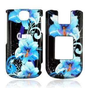  for Nokia 2720 Hard Case Cover BLUE FLOWER BLACK 