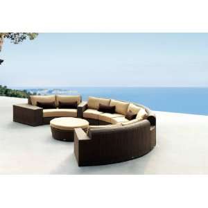  8pc Resin Wicker Outdoor Seating Set Patio Round Sectional 