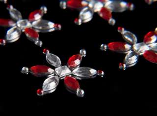 12 RED Adhesive Diamante Stick On FLOWER Vajazzle GEMS  