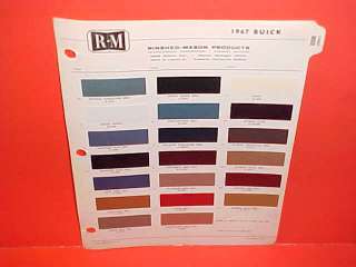 1967 BUICK RIVIERA GS 340 400 PAINT CHIPS COLOR CHART  