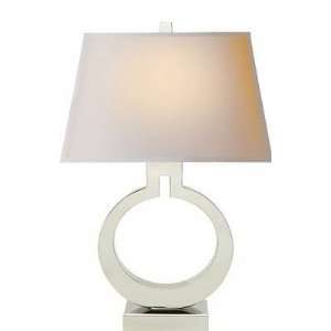   Lamp in Polished Nickel with Natural Paper Shade