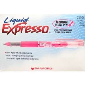  Papermate Liquid Expresso Pens, Pink Ink, Medium Point, 12 