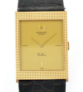 Rolex Mens 18k Gold Cellini 4127 Watch Leather YG A  