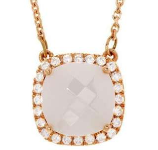   Visconti White Agate 18k Rose Gold Diamond Italy Necklace  