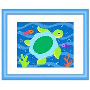 Best Quality Somethin Fishy Turtle Framed Print (light blue frame) By 