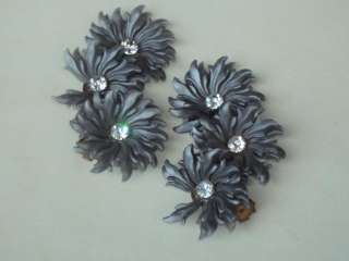  Soft Plastic Triple Flower Rhinestone Clip On Earrings (C466)  