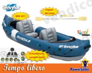 Canoa Kayak SEVYLOR NEW RIVIERA 2012 2 posti Fiume Mare Lago con zaino 