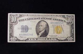   North Africa $10 Yellow Seal Silver Certificate VERY FINE Note  
