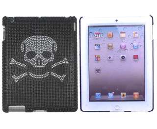 Skull Bone Black Crystal Rhinestone Case Apple iPad 2  