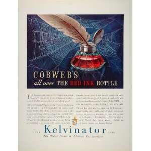  1934 Ad Kelvinator Refrigerators Red Ink Bottle Cobweb 