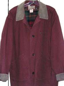   MENS PLAID WOOL LINED FIELD COAT/BARN JACKET SZ LARGE REMOVABLE LINER