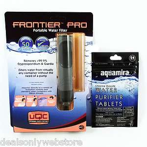   Aquamira Frontier Pro Portable Water Filter + 24pk PURIFIER TABLETS