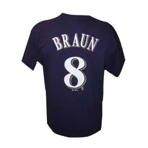 Ryan Braun Milwaukee Brewers Blue Jersey Name & Number T Shirt:  