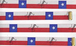   Texas Flag Web Belt Military Brass Roller Buckle Red White Blue  