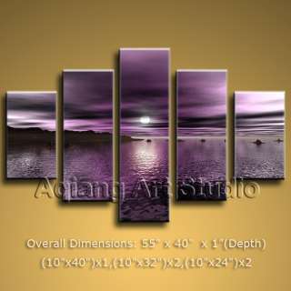 Abstract Modern Contemporary Canvas Wall Art Dark Violet Shore After 