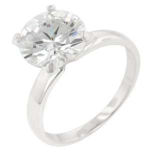 Sterling Silver Cubic Zirconia 4 Prong Set Engagement Ring 