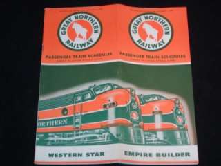 GREAT NORTHERN RAILWAY Passenger Train Time Table Schedule Vintage 