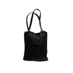  Signature Club A Black Evening Bag Crochet beaded strap 