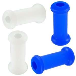 8G 8 gauge 3mm   White, Dark blue Implant grade silicone Double Flared 