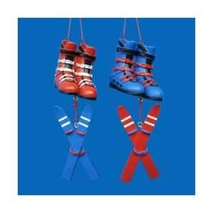  Club Pack of 12 Ski Boots and Skis Christmas Ornaments for 