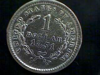 1851 $1 LIBERTY HEAD PRINCESS GOLD COIN ONE DOLLAR RARE  