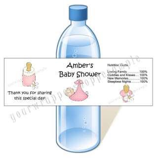 BABY SHOWER Water Bottle Labels WATERPROOF Favors CuTe  