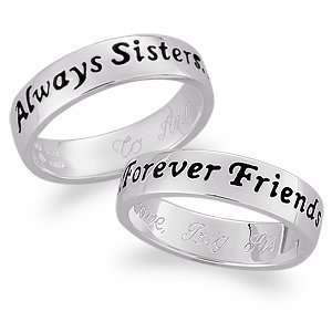   Sterling Silver Sisters Engraved Sentiment Ring, Size 5 Jewelry