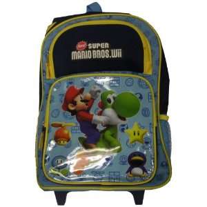    Super Mario Bros. Wii Rolling Backpack   Blue: Toys & Games