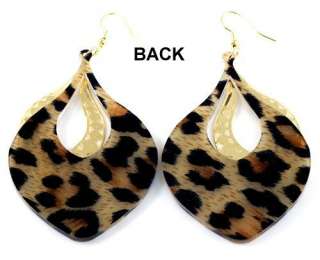   Alluring Big Teardrop Leopard Print Wild Animal Dangle Earrings New