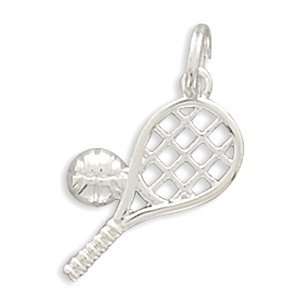    Jewelry Locker Polished Tennis Racket and Ball Charm Jewelry