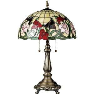   Flora Tiffany Shade Antique Brass Finish Table Lamp: Home Improvement