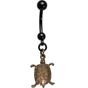  Handcrafted Anodized Titanium Turtle Belly Ring: Jewelry