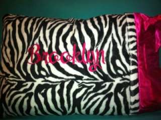 NEW Minky soft zebra with hot pink, lime, turquoise personalized baby 