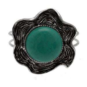 Acosta Jewellery   Turquoise & Antique Silver Tone   Abstract Flower 