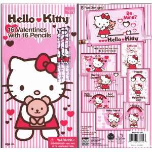  Hello Kitty 16 Valentines Cards Plus Pencils Health 