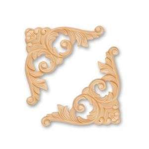  Hand Carved Hard Wood Applique Onlay, 5 1/8 X 5 1/8 X 3 