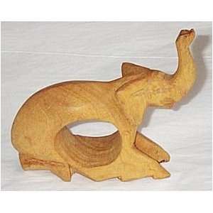  Wood Wooden Hand Carved Animal Napkin Ring   Elephant 
