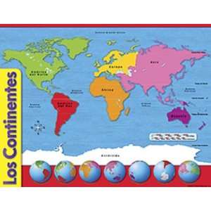   Chart Los Continents Colorful Chart Continents World Oceans Miles